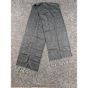 Vintage Cashmere Blend Neck Scarf w/ Fringe Charcoal Gray